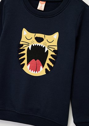 KOTON - 6WMB10088TK Erkek Bebek Lacivert Bisiklet Yaka Sweatshirt