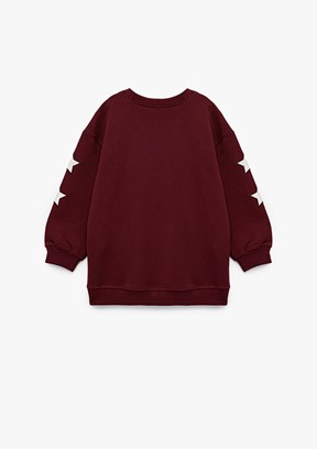 KOTON - 6WMG10079AK Kız Bebek Bordo Bisiklet Yaka Sweatshirt