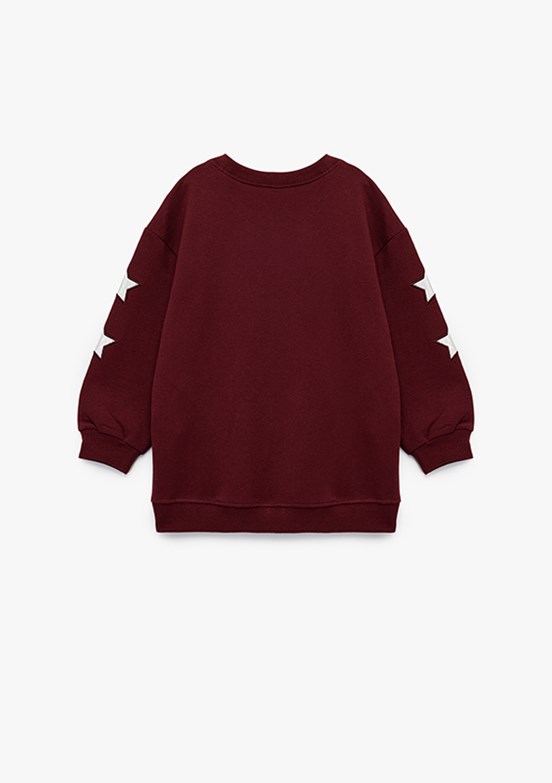 KOTON - 6WMG10079AK Kız Bebek Bordo Bisiklet Yaka Sweatshirt