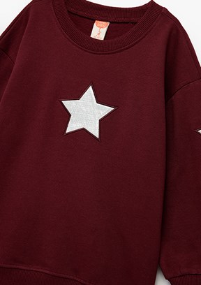 KOTON - 6WMG10079AK Kız Bebek Bordo Bisiklet Yaka Sweatshirt
