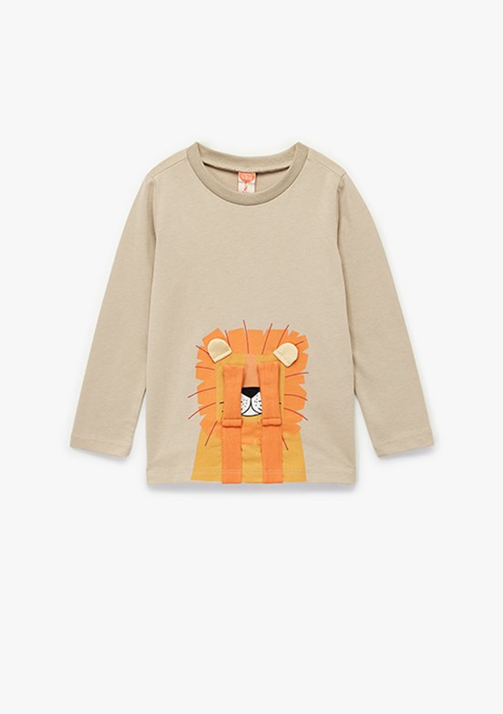 KOTON Bej Erkek Bebek Uzun Kol T-Shirt