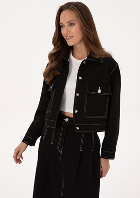 PİERRE CARDİN Siyah Kadın A-Form Fit Ceket