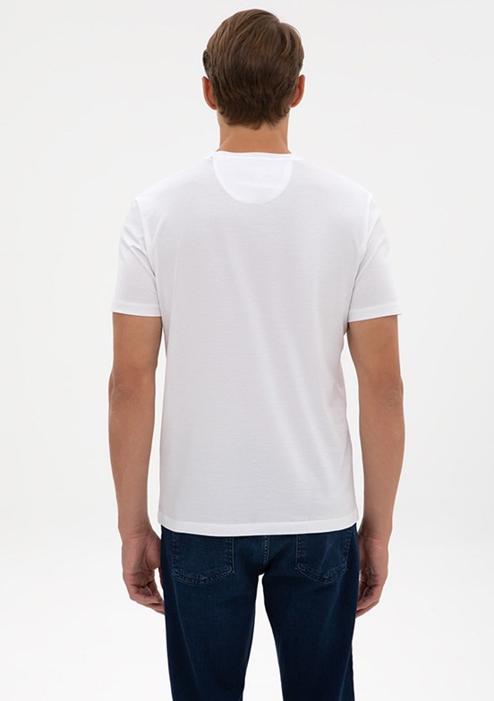 PİERRE CARDİN - Erkek Beyaz Slim T-Shirt