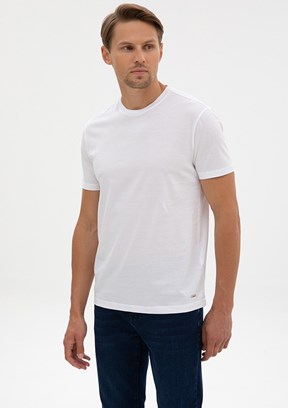 PİERRE CARDİN - Erkek Beyaz Slim T-Shirt
