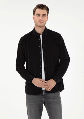 PİERRE CARDİN Siyah Erkek Uzun Kol Gömlek