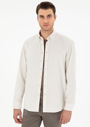 PİERRE CARDİN Bej Erkek Uzun Kol Gömlek