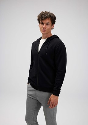 ELLESSE - EM555 Erkek Siyah Fermuarlı Kapşonlu Sweatshirt
