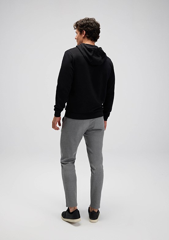 ELLESSE - EM555 Erkek Siyah Fermuarlı Kapşonlu Sweatshirt
