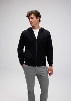 ELLESSE - EM555 Erkek Siyah Fermuarlı Kapşonlu Sweatshirt