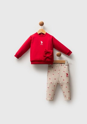US POLO ASSN Kırmızı Kız Bebek Eşofman Takımı