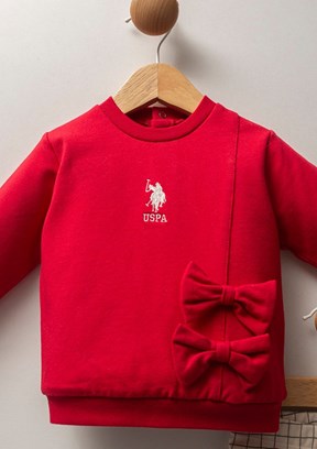 US POLO ASSN Kırmızı Kız Bebek Eşofman Takımı