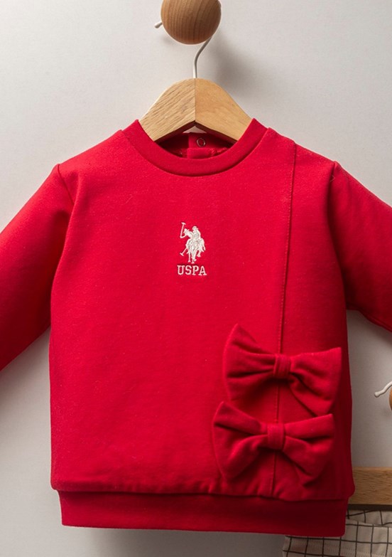 US POLO ASSN Kırmızı Kız Bebek Eşofman Takımı