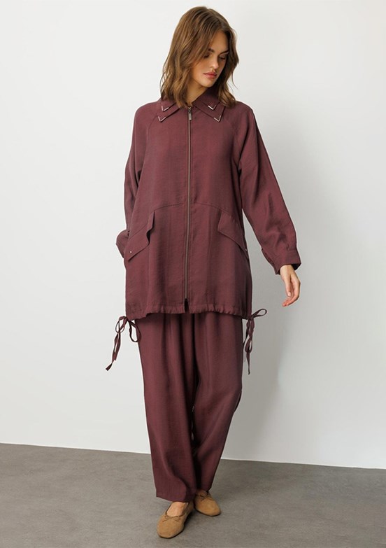 MİCCA Bordo Kadın Pantolonlu Takım