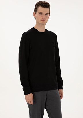 PİERRE CARDİN Siyah Erkek Regular Sweatshirt