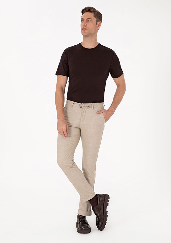 PİERRE CARDİN Bej Erkek Slim Pantolon