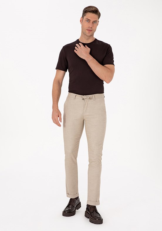 PİERRE CARDİN Bej Erkek Slim Pantolon