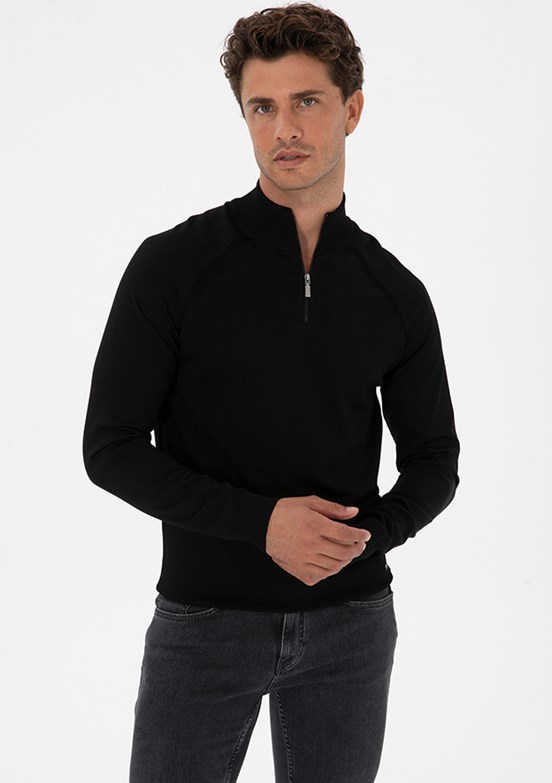 PİERRE CARDİN Siyah Erkek Slim Kazak