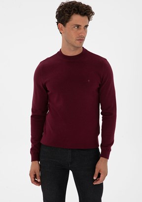PİERRE CARDİN Bordo Erkek Basic Kazak