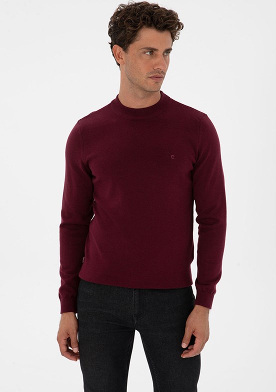 PİERRE CARDİN Bordo Erkek Basic Kazak