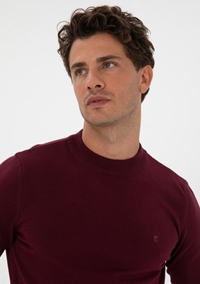 PİERRE CARDİN Bordo Erkek Basic Kazak