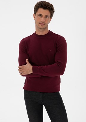 PİERRE CARDİN Bordo Erkek Basic Kazak