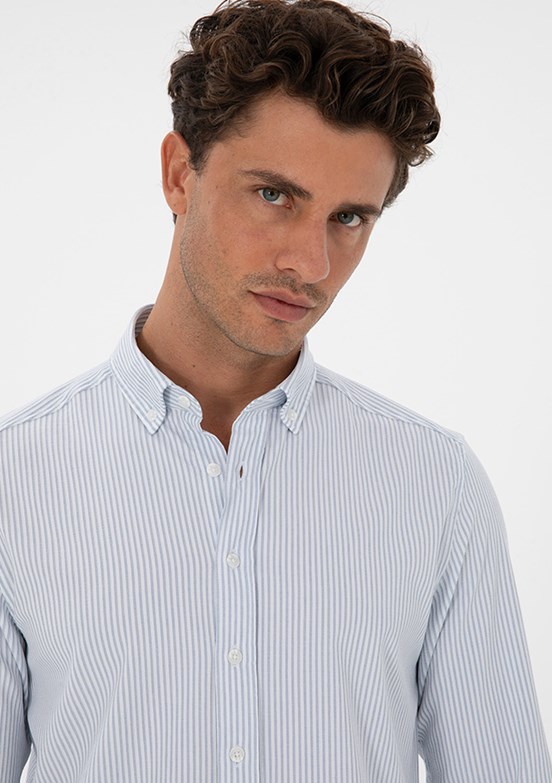 PİERRE CARDİN Lacivert Erkek Uzun Kol Gömlek