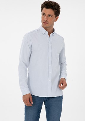 PİERRE CARDİN Lacivert Erkek Uzun Kol Gömlek