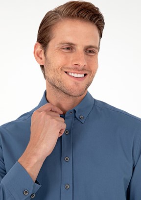 PİERRE CARDİN Lacivert Erkek Uzun Kol Gömlek