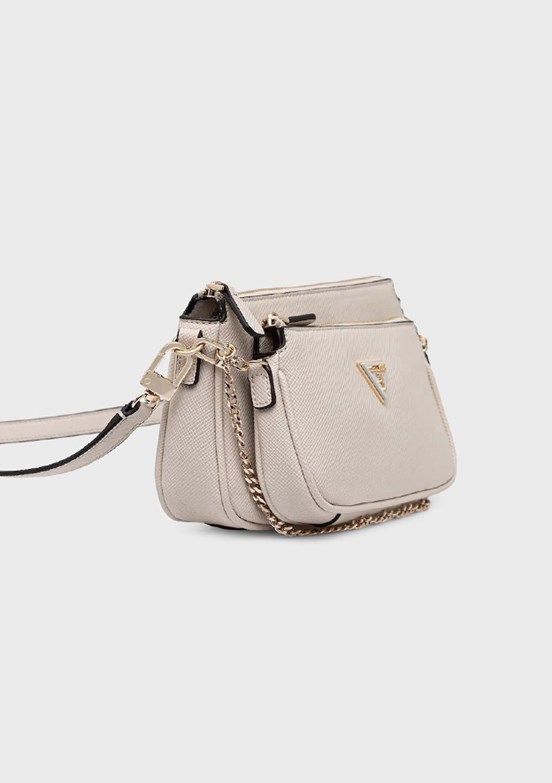 GUESS Noelle II DBL Pouch - HWZG9672710 Kadın Kahverengi Çapraz Çanta