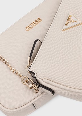 GUESS Noelle II DBL Pouch - HWZG9672710 Kadın Kahverengi Çapraz Çanta