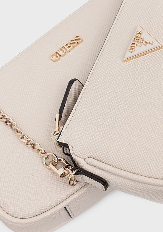 GUESS Noelle II DBL Pouch - HWZG9672710 Kadın Kahverengi Çapraz Çanta