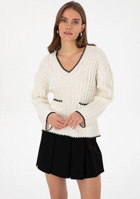 PİERRE CARDİN Beyaz Kadın Comfort Kazak
