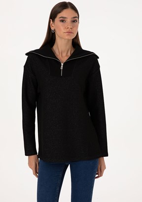 PİERRE CARDİN Siyah Kadın Comfort Sweatshirt