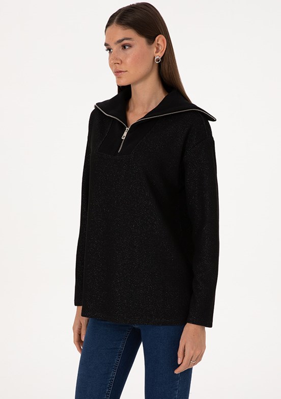 PİERRE CARDİN Siyah Kadın Comfort Sweatshirt