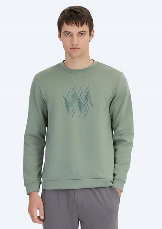 KİP Yeşil Erkek Baskılı Sweatshirt