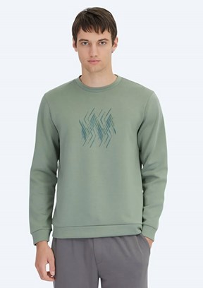 KİP Yeşil Erkek Baskılı Sweatshirt