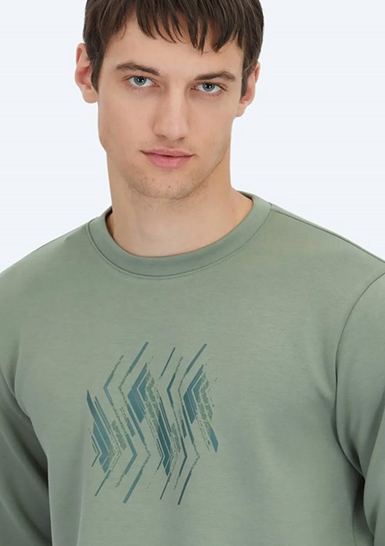 KİP Yeşil Erkek Baskılı Sweatshirt
