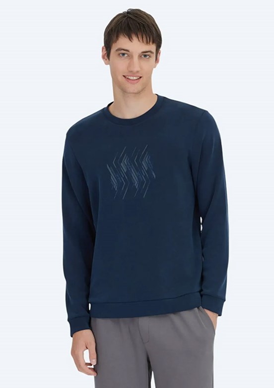 KİP Lacivert Erkek Baskılı Sweatshirt