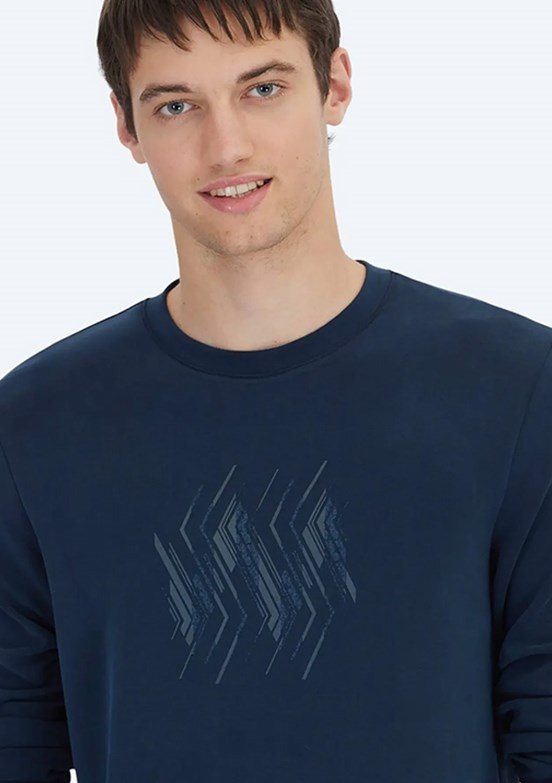 KİP Lacivert Erkek Baskılı Sweatshirt
