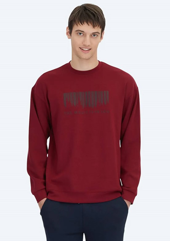 KİP Kırmızı Erkek Baskılı Sweatshirt