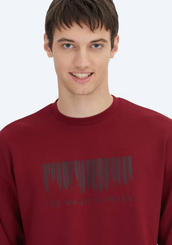 KİP Kırmızı Erkek Baskılı Sweatshirt