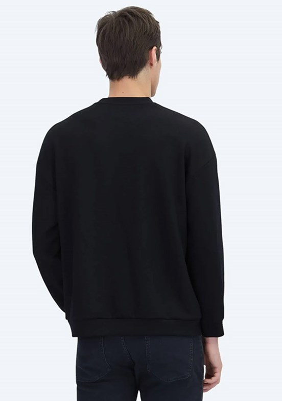 KİP Siyah Erkek Baskılı Sweatshirt