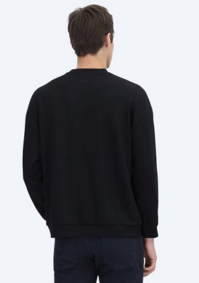 KİP Siyah Erkek Baskılı Sweatshirt