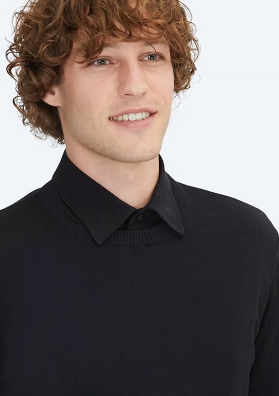 KİP Siyah Erkek Bisiklet Yaka Kazak