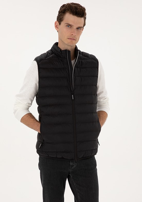 PİERRE CARDİN Erkek Siyah Basic Mont