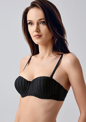 NEW BRA - 3370560000 Kadın Siyah Destekli Desenli Sütyen