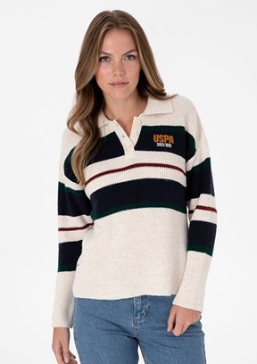 US POLO ASSN Beyaz Kadın Triko Kazak