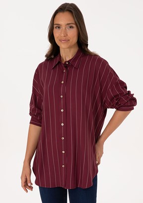 US POLO ASSN Bordo Kadın Uzun Kol Gömlek
