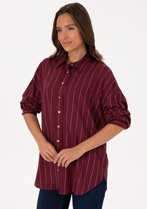 US POLO ASSN Bordo Kadın Uzun Kol Gömlek