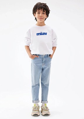 MAVİ Beyaz Erkek Çocuk Bisiklet Yaka Sweatshirt